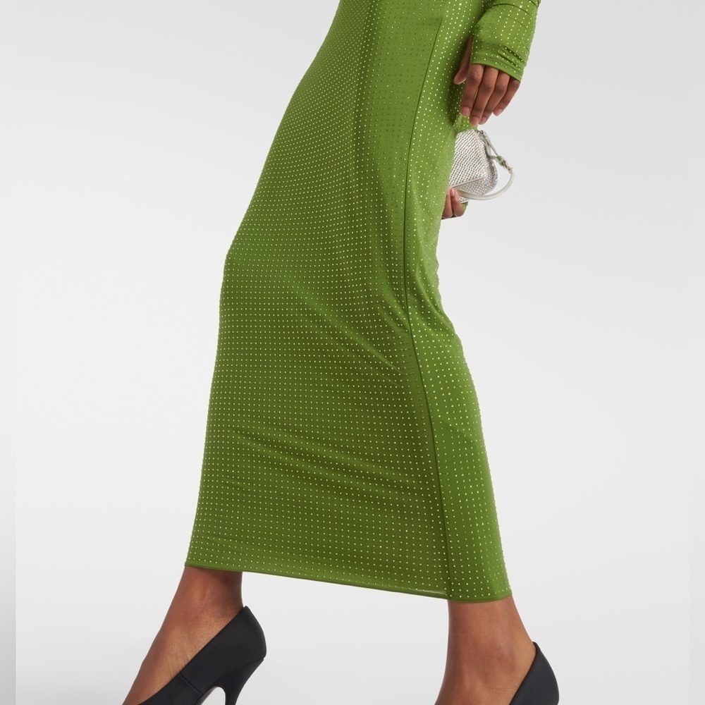 Alex Perry Crystal Embellished Jersey Maxi Dress Green — image 6 of 6